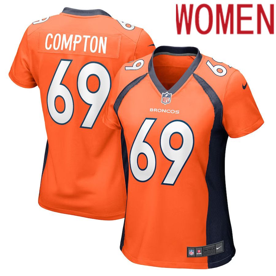 Women Denver Broncos 69 Tom Compton Nike Orange Game Player NFL Jersey